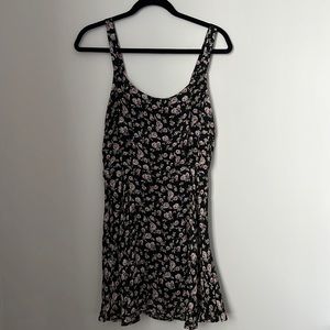 Black and Pink Floral Mini Dress